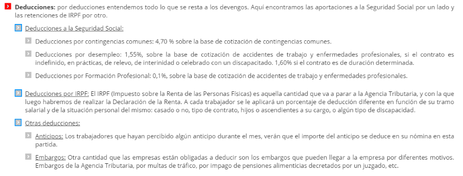 partes de una nomina