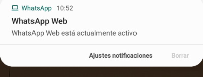 inicio de whatsapp web notificacion
